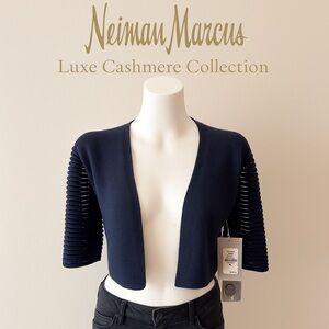Neiman Marcus 100% Cashmere Couture Knit Cropped Bolero Quiet Luxury Style M